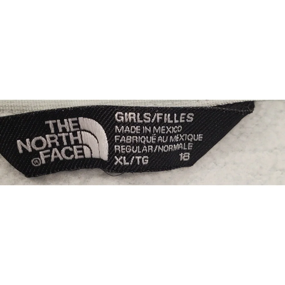The North Face Girls XL 18 Hoodie Mint Green Blue Logo Pullover‎ Sweatshirt